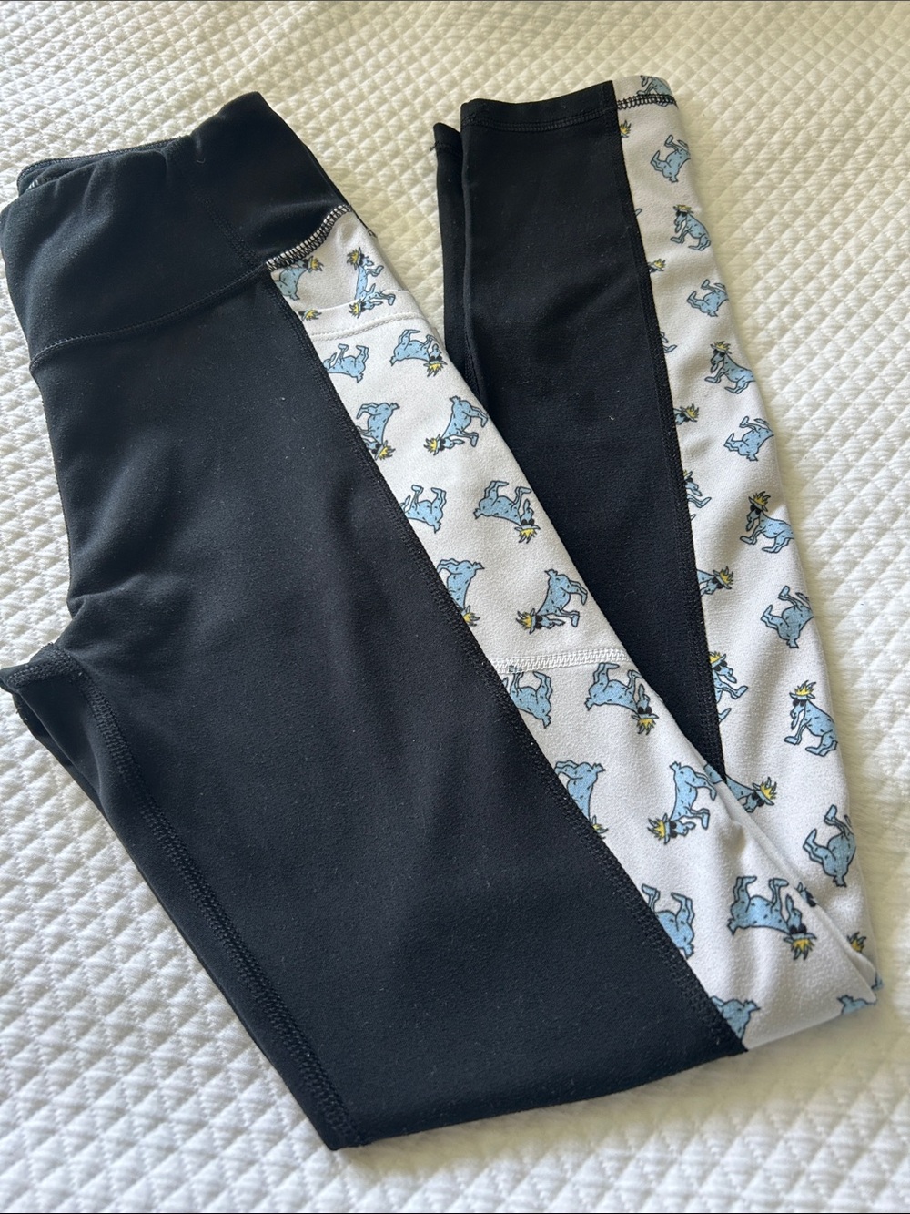 Goat USA Girl’s Black Leggings with Blue OG goat Side Panels YL